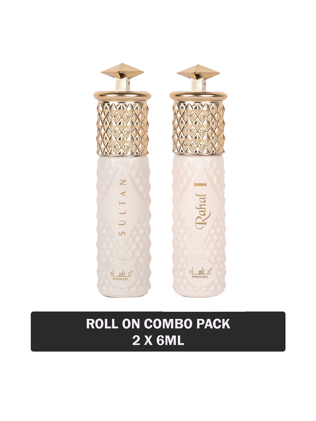 

MANASIK Set of 2 Long Lasting Roll-On Attar 6 ml each - Sultan & Rahal I, White