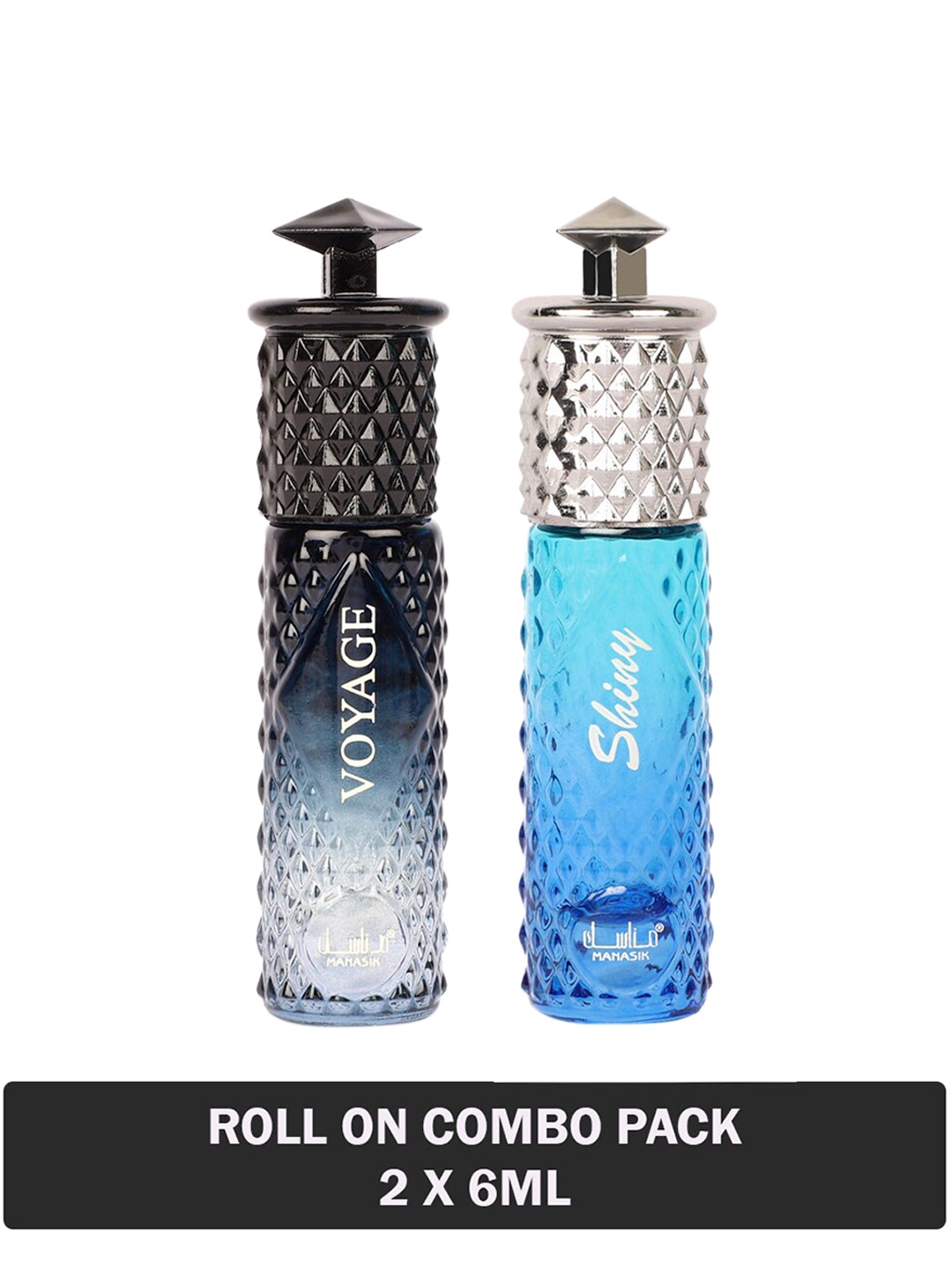

MANASIK Men Set of 2 Long Lasting Roll-On Attar 6 ml each - Voyage & Shiny Blue