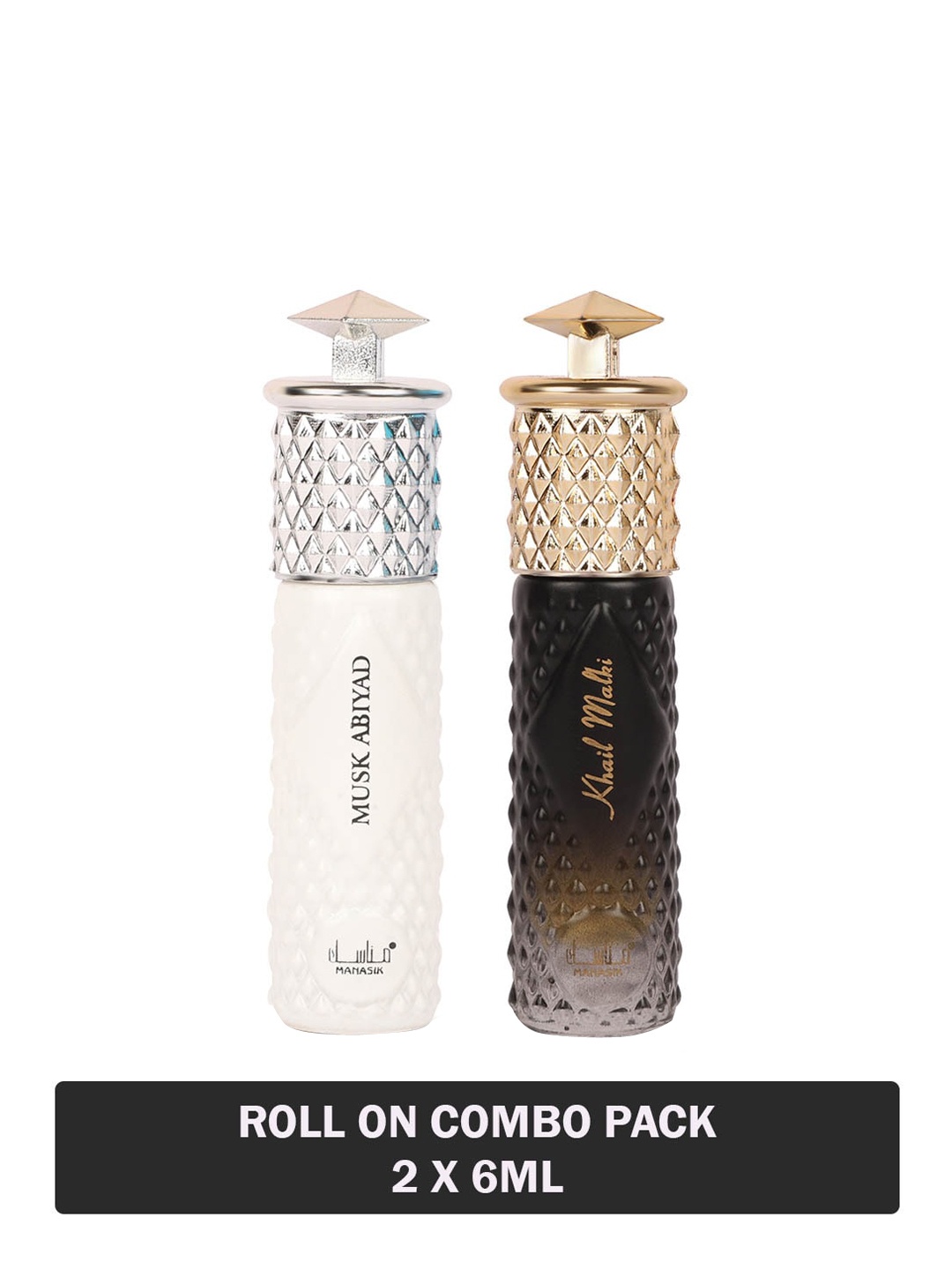 

MANASIK Women Set Of 2 Long Lasting Attars - 6 ml Each - Musk Abiyad & Khail Malki, White