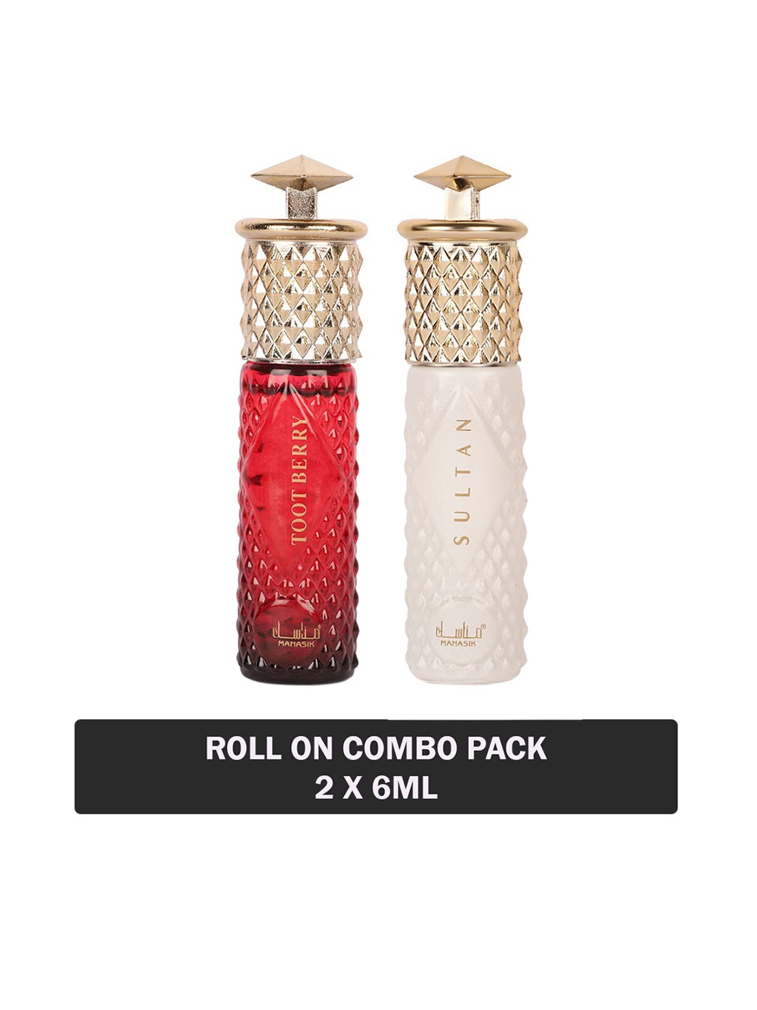 

MANASIK Set Of 2 Long Lasting Attars - 6 ml Each - Toot Berry & Sultan, Red