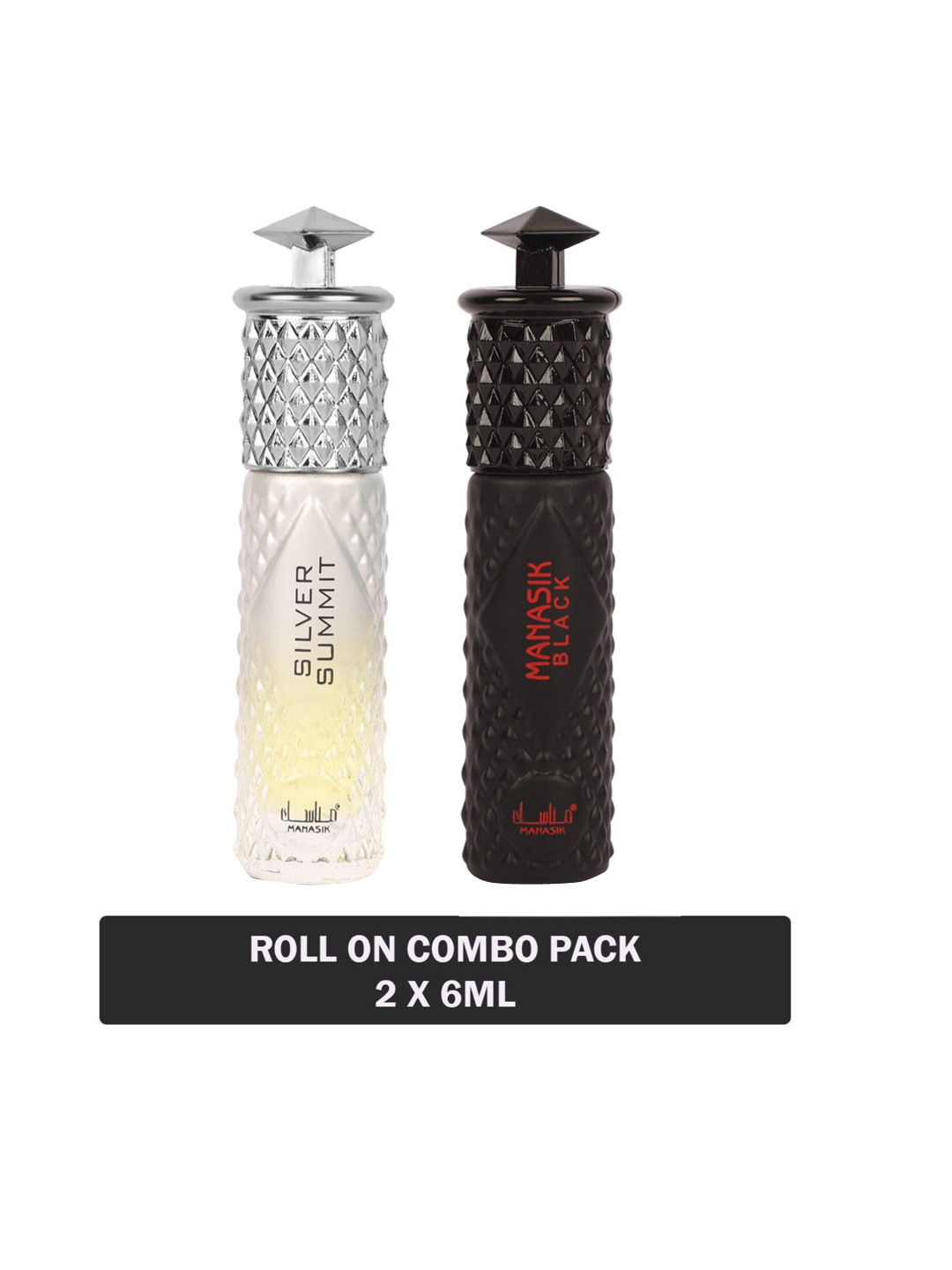 

MANASIK Men Set Of 2 Long Lasting Attars - 6 ml Each - Silver Summit & Black