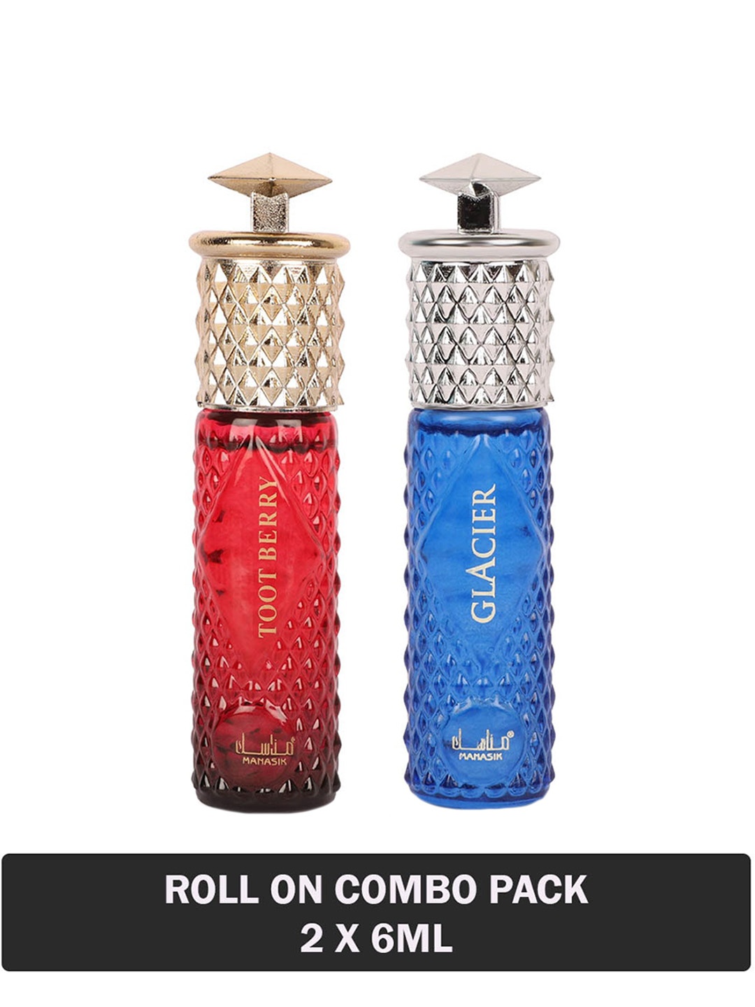 

MANASIK Set Of 2 Long Lasting Attars - 6 ml Each - Toot Berry & Glacier, Red