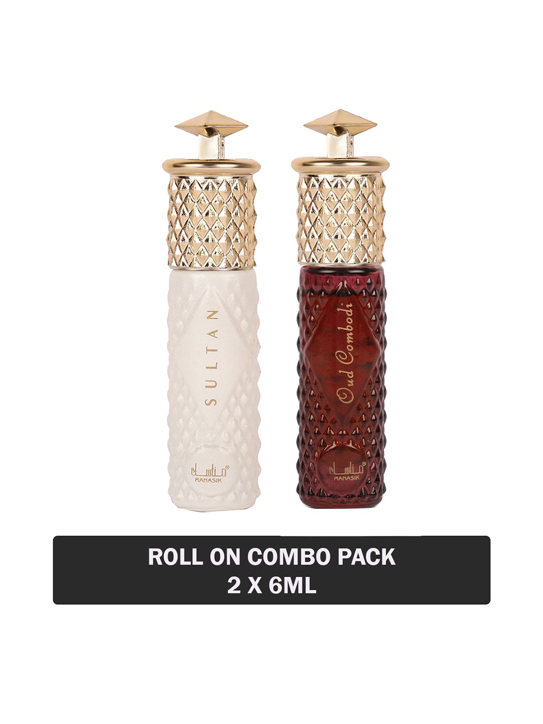

MANASIK Set Of 2 Long Lasting Attars - 6 ml Each - Sultan & Oud Combodi, White