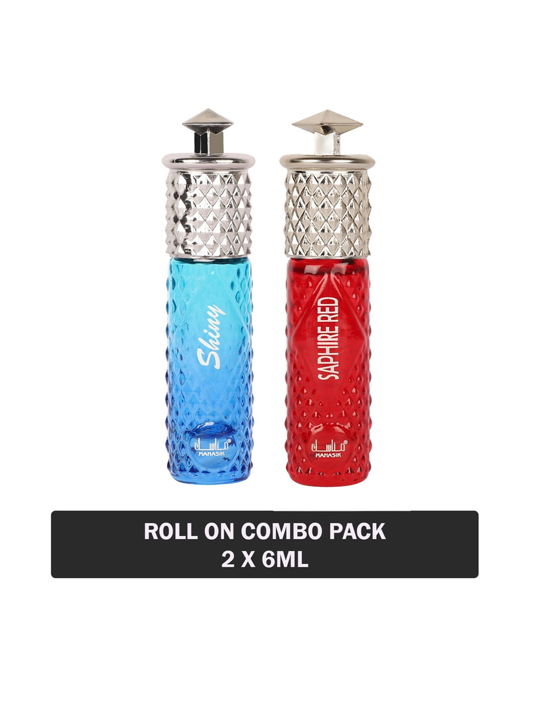 

MANASIK Set of 2 Long Lasting Roll-On Attar 6 ml each - Shiny Blue & Saphire Red