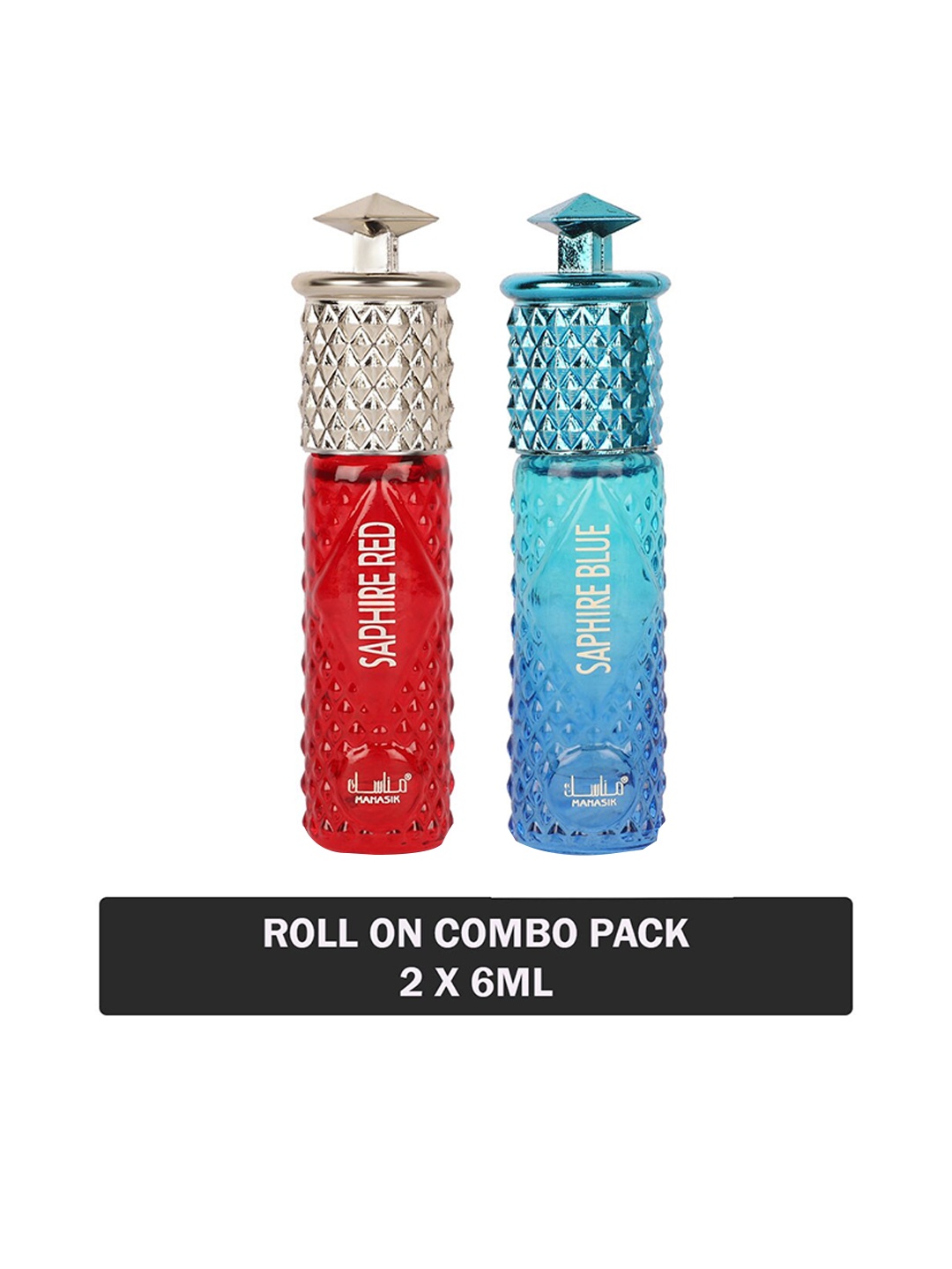 

MANASIK Set Of 2 Long Lasting Roll-On Attars - Saphire Red & Saphire Blue - 6ml Each