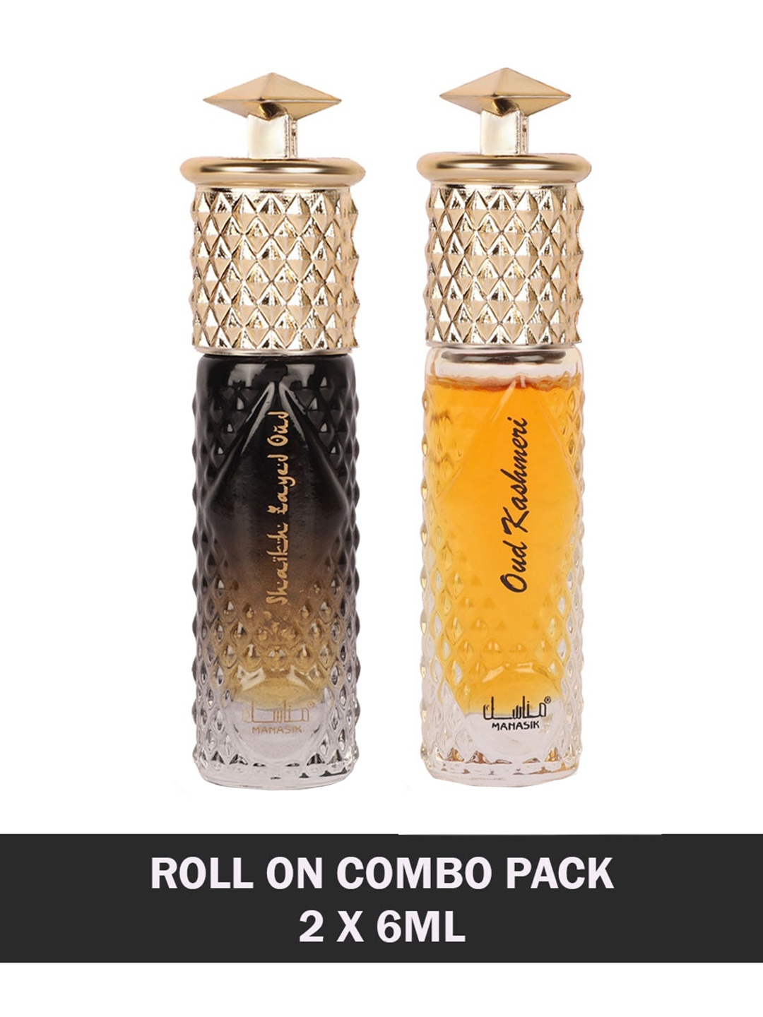 

MANASIK Men Set of 2 Long Lasting Roll-On Attar 6ml each - Shaikh Zayed Oud & Oud Kashmeri, Brown