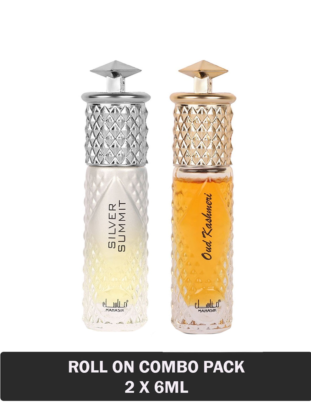 

MANASIK Men Set of 2 Long Lasting Roll-On Attar 6 ml each - Silver Summit & Oud Kashmeri, White