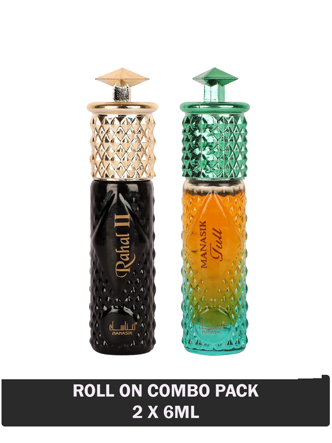 

MANASIK Set Of 2 Long Lasting Attars - 6 ml Each - Rahal II & Full, Black