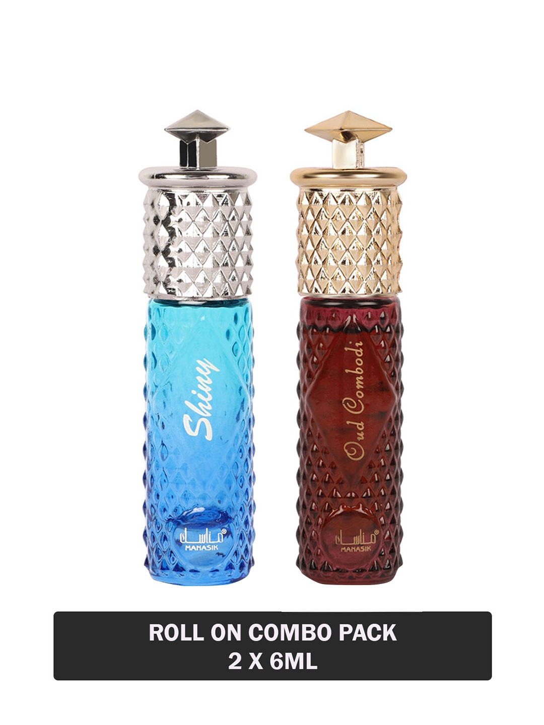 

MANASIK Men Set Of 2 Long Lasting Attars - 6 ml Each - Shiny Blue & Oud Combodi