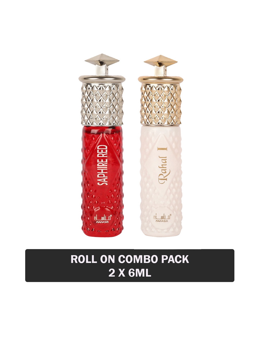 

MANASIK Women Set Of 2 Long Lasting Attars - 6 ml Each - Saphire Red & Rahal I