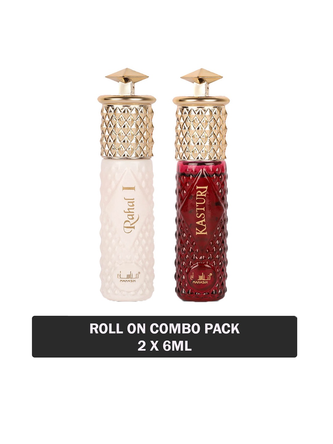 

MANASIK Set Of 2 Long Lasting Attars - 6 ml Each - Rahal I & Kasturi, White