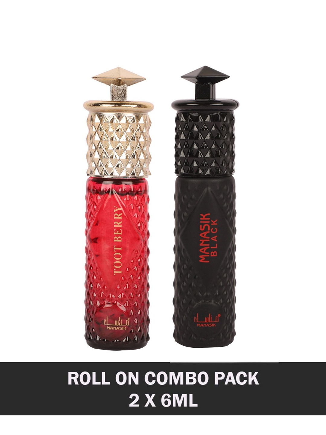 

MANASIK Set Of 2 Long Lasting Attars - 6 ml Each - Toot Berry & Black, Red