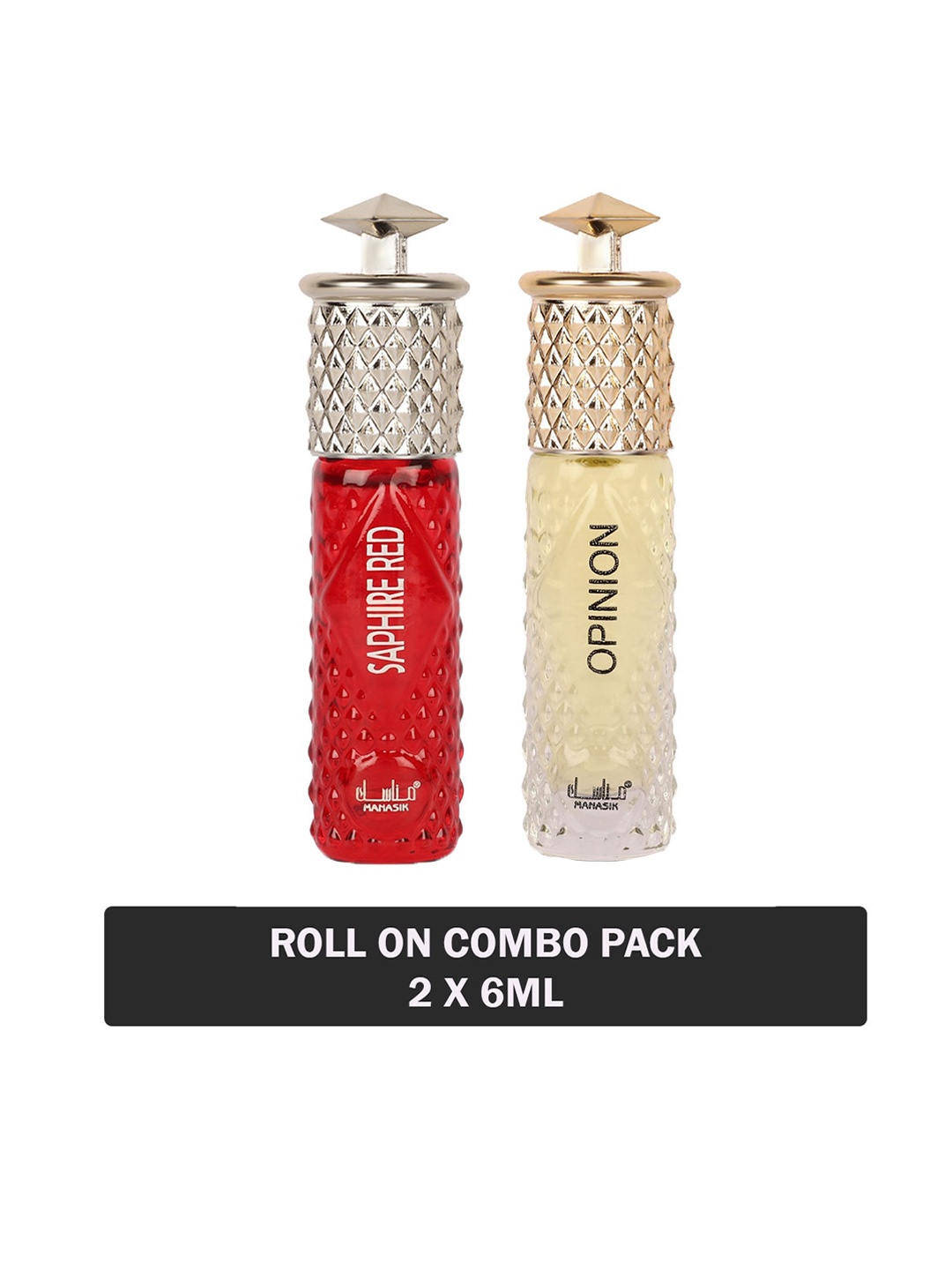 

MANASIK Set Of 2 Long Lasting Attars - 6 ml Each - Saphire Red & Opinion
