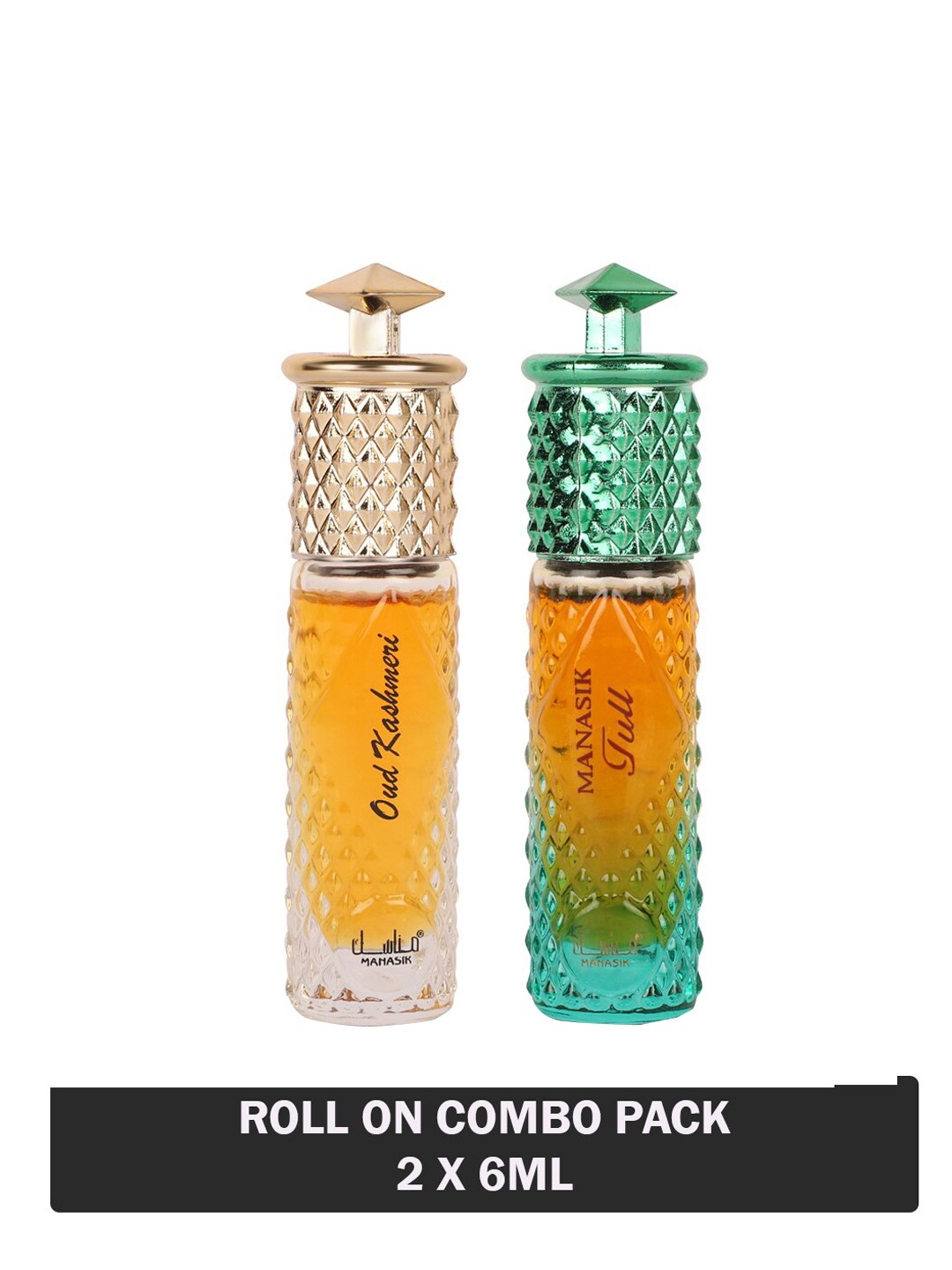 

MANASIK Set of 2 Long Lasting Roll-On Attar 6 ml each - Oud Kashmeri & Full, Orange