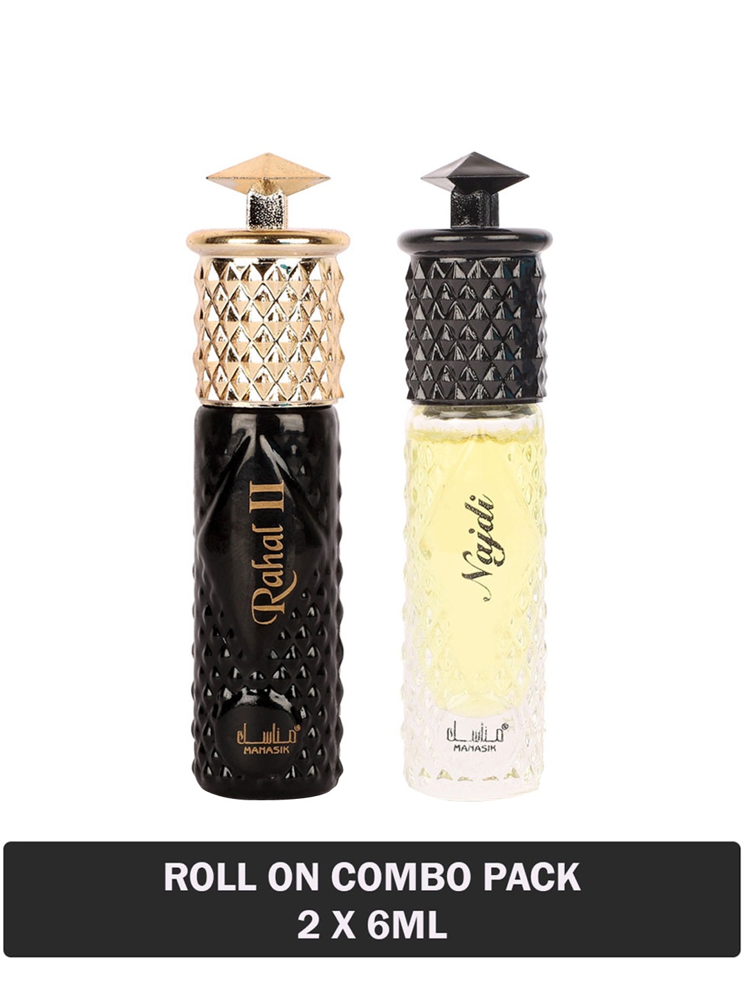 

MANASIK Men Set Of 2 Long Lasting Attars - 6 ml Each -Rahal II & Najdi, Multi