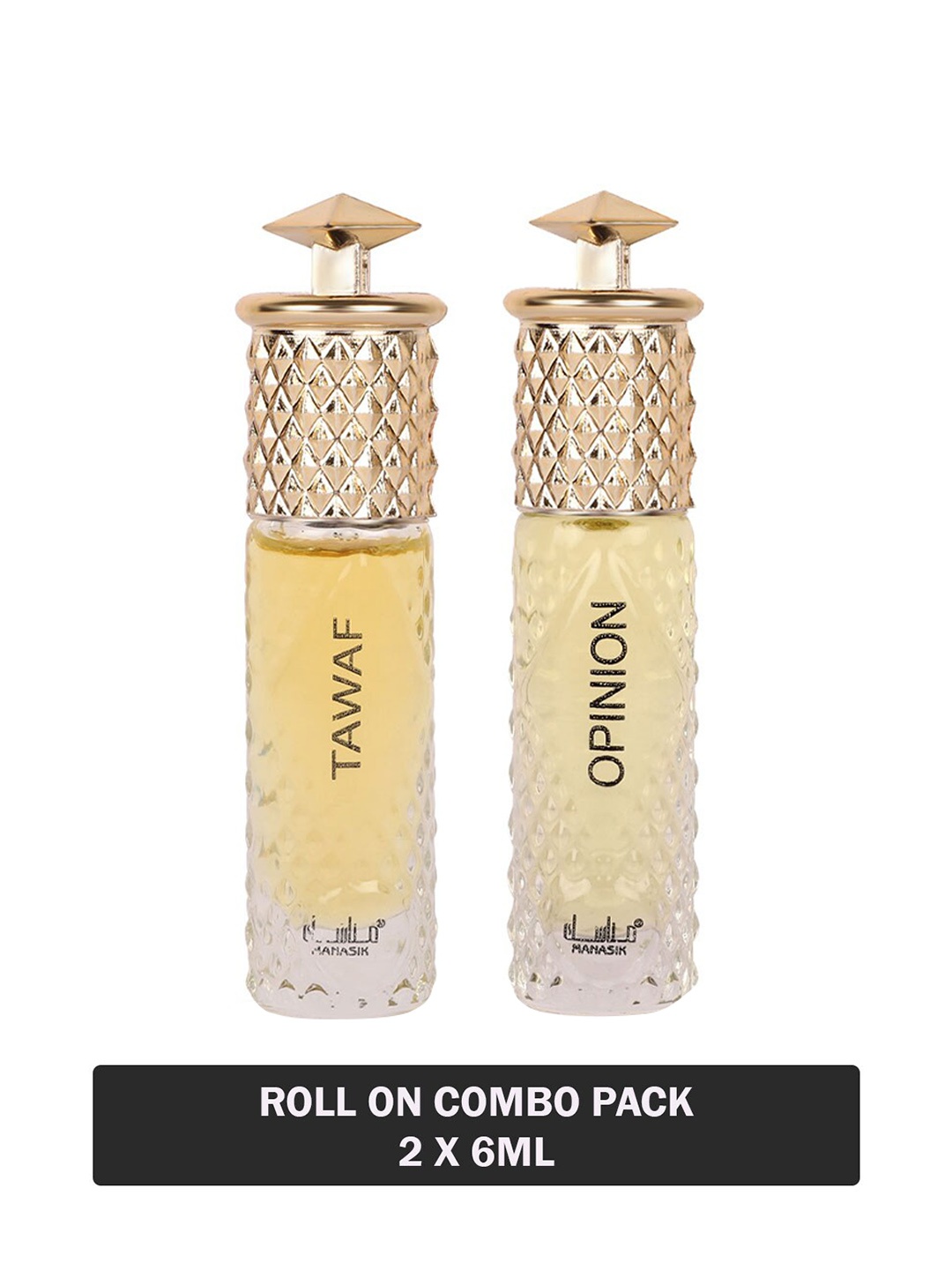 

MANASIK Set Of 2 Long Lasting Attars - 6 ml Each - Tawaf & Opinion, Yellow