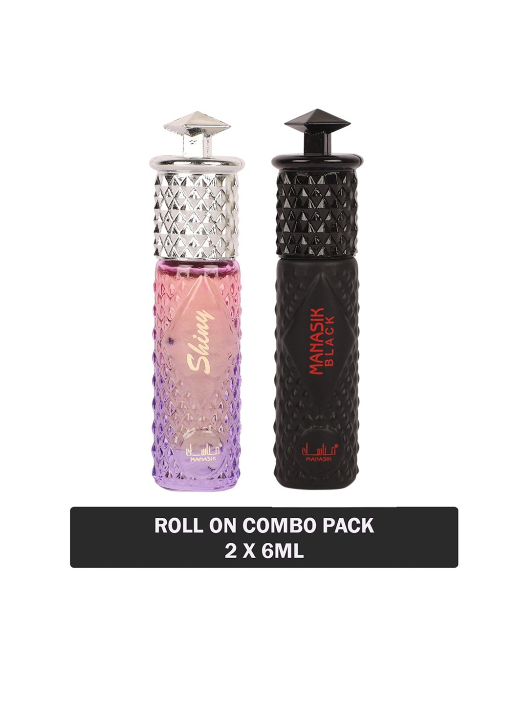 

MANASIK Set Of 2 Long Lasting Attars - 6 ml Each - Shiny Pink & Black