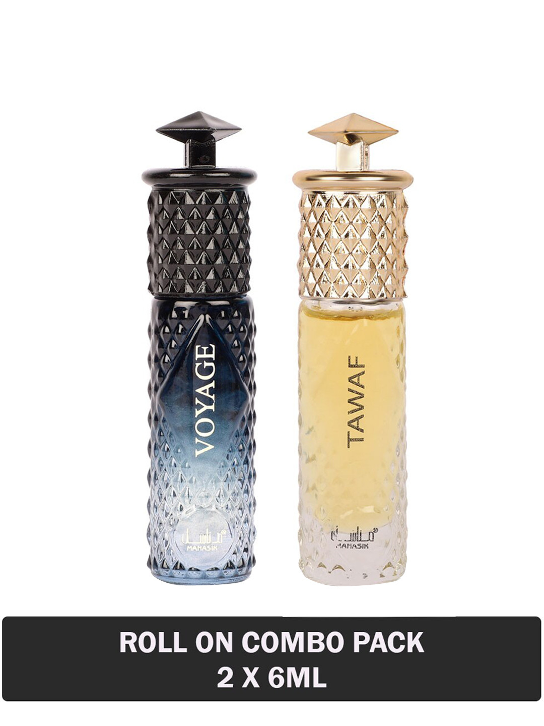 

MANASIK Set of 2 Long Lasting Roll-On Attar 6 ml each - Voyage & Tawaf, Yellow