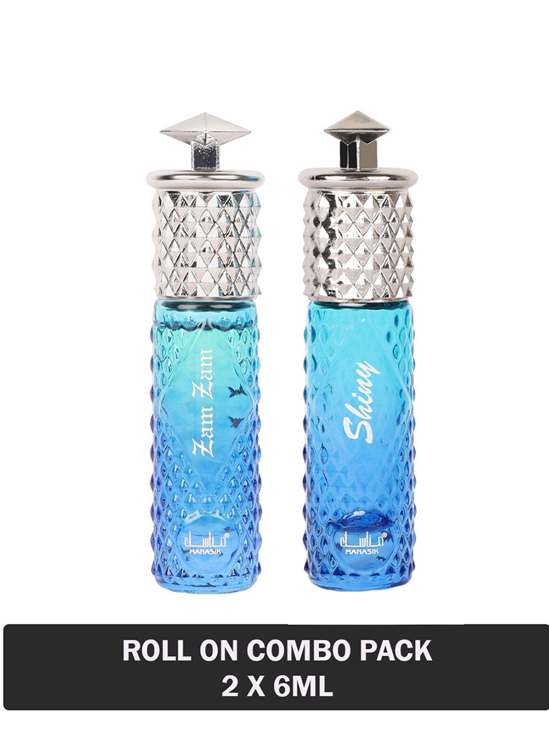 

MANASIK Set Of 2 Long Lasting Attars - 6 ml Each - Zam Zam & Shiny Blue
