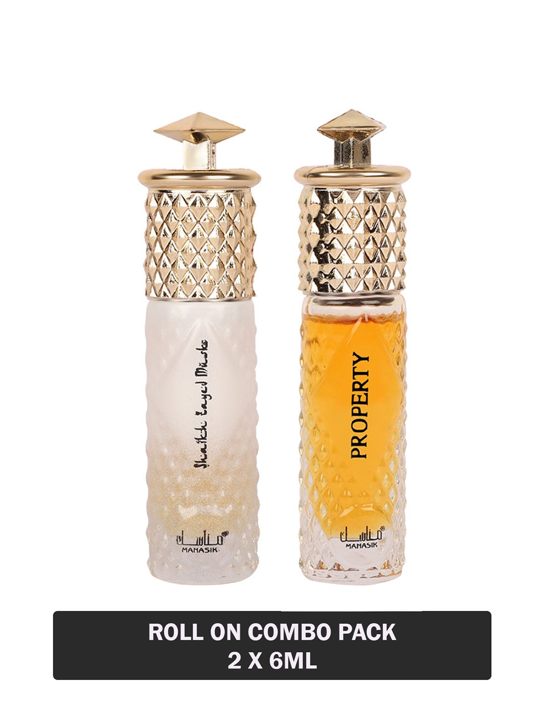

MANASIK Men Set Of 2 Long Lasting Roll-On Attars - Shaikh Zayed Musk & Property - 6ml Each, Off white