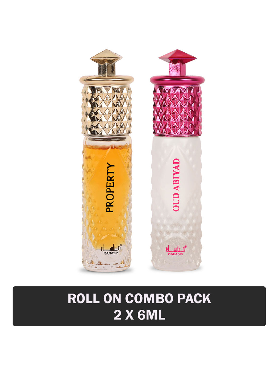 

MANASIK Set of 2 Long Lasting Roll-On Attar 6 ml each - Property & Oud Abiyad, White