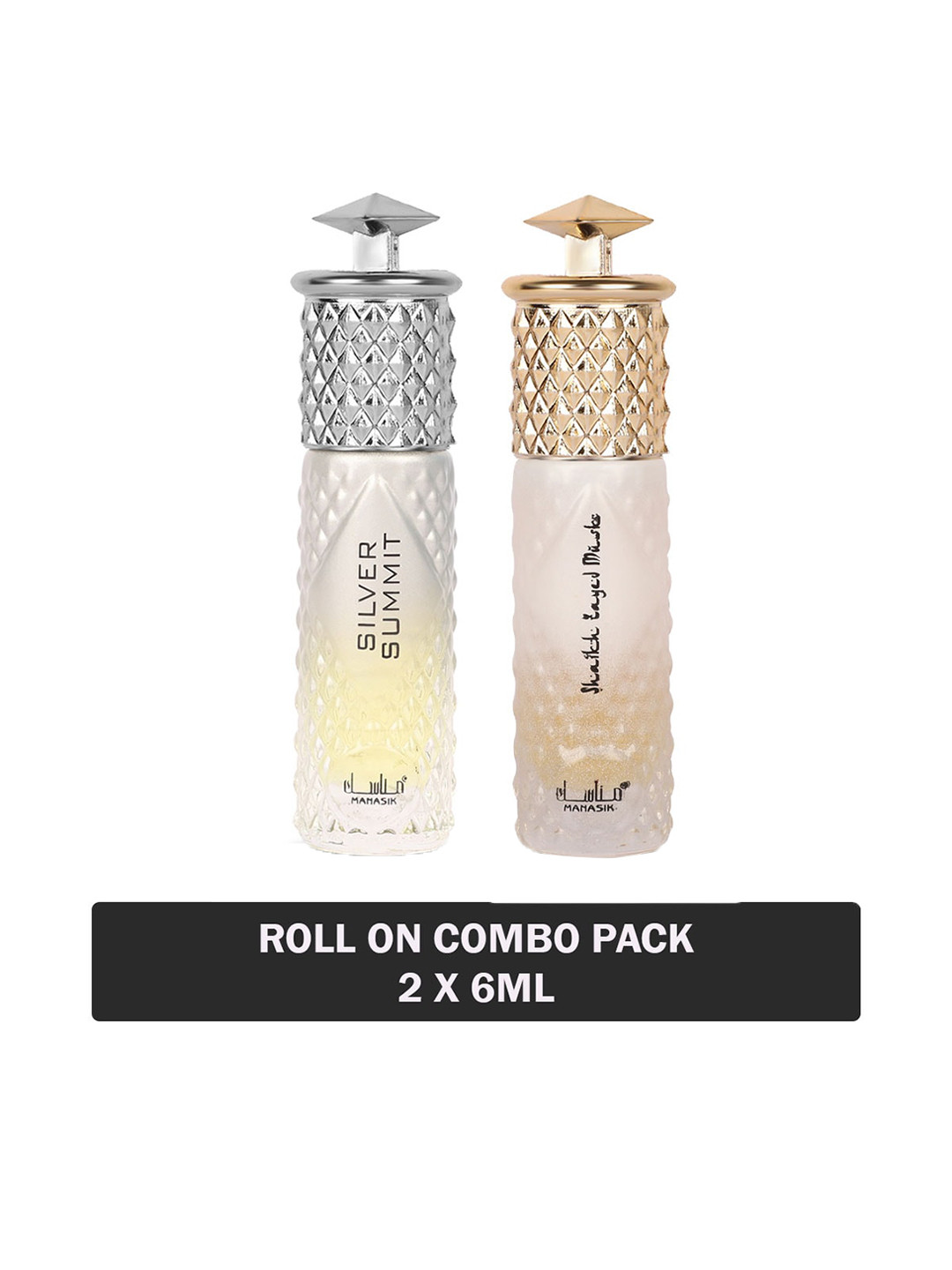 

MANASIK Set of 2 Long Lasting Roll-On Attar 6 ml each - Silver Summit & Shaikh Zayed Musk, White