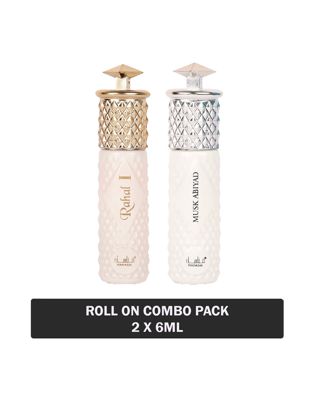 

MANASIK Women Set Of 2 Long Lasting Roll-On Attars - Rahal I & Musk Abiyad - 6ml Each, White