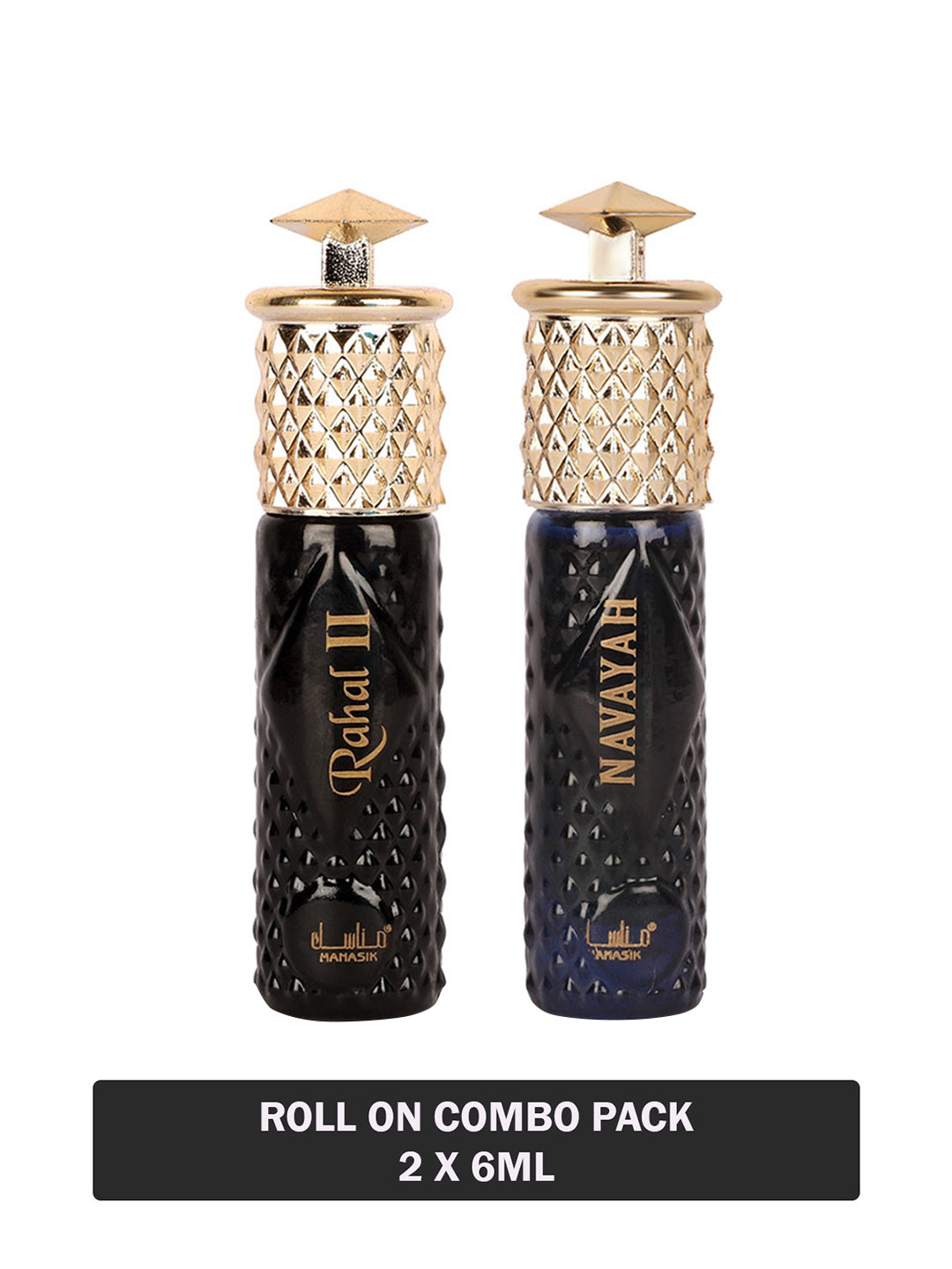 

MANASIK Set of 2 Long Lasting Roll-On Attar 6 ml each - Rahal II & Navayah, Black