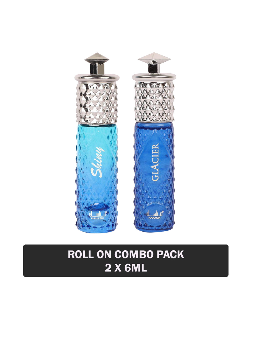 

MANASIK Set Of 2 Long Lasting Attars - 6 ml Each - Shiny Blue & Glacier