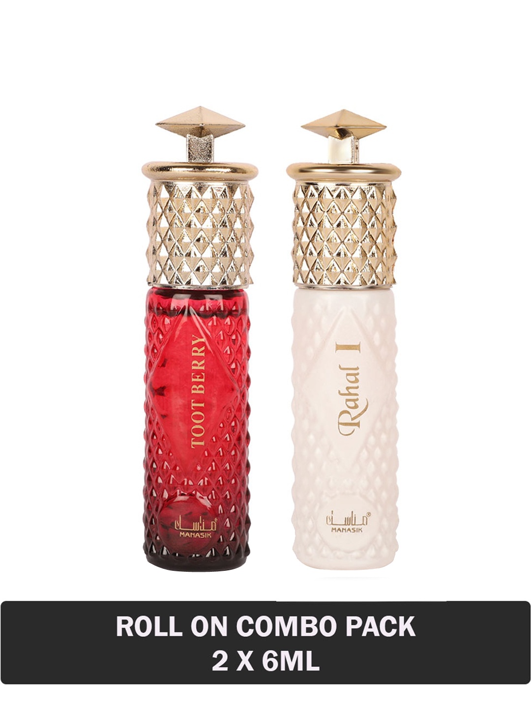 

MANASIK Set Of 2 Long Lasting Attars - 6 ml Each - Toot Berry & Rahal I, Red