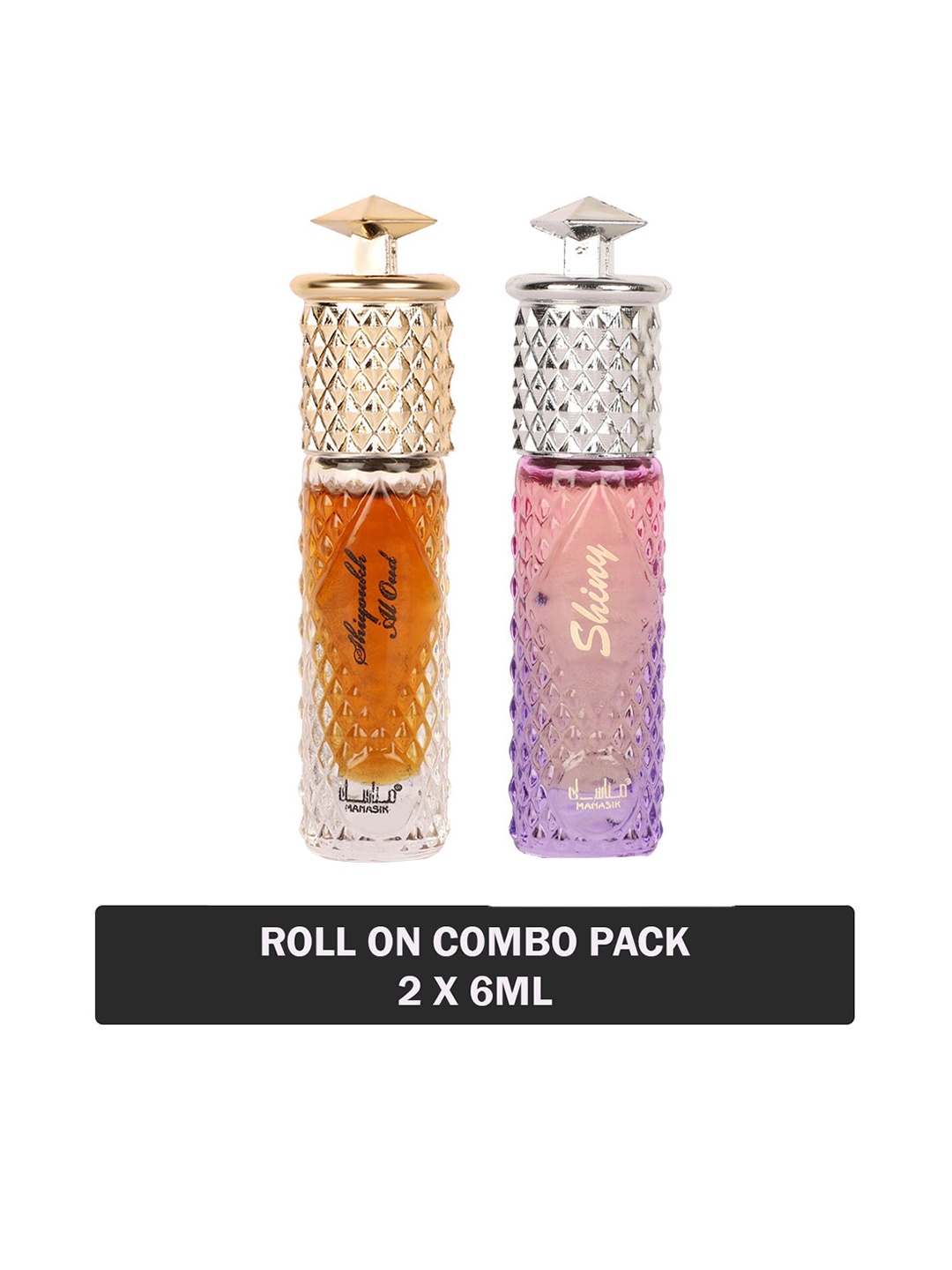 

MANASIK Set Of 2 Long Lasting Attars - 6 ml Each - Shiyoukh Al Oud & Shiny Pink