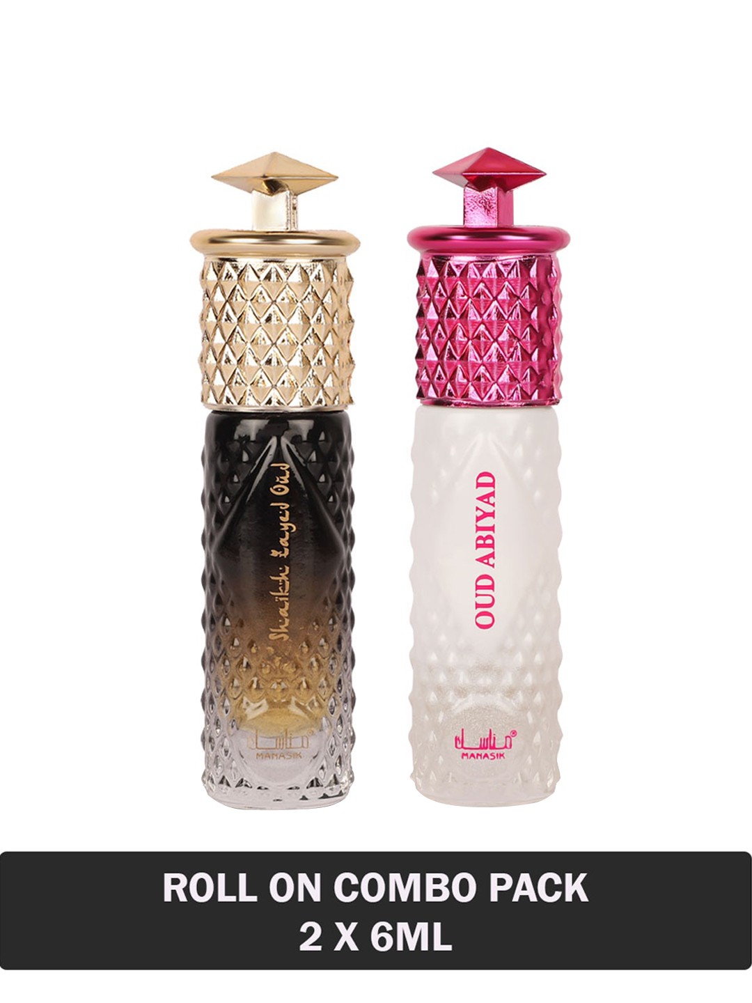 

MANASIK Set Of 2 Long Lasting Attars - 6 ml Each - Shaikh Zayed Oud & Oud Abiyad, White