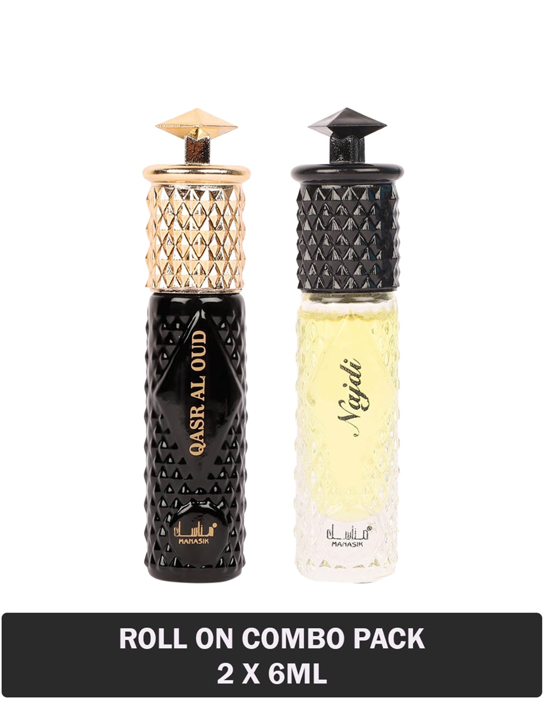 

MANASIK Set of 2 Long Lasting Roll-On Attar 6 ml each - Qasr Al Oud & Najdi, White