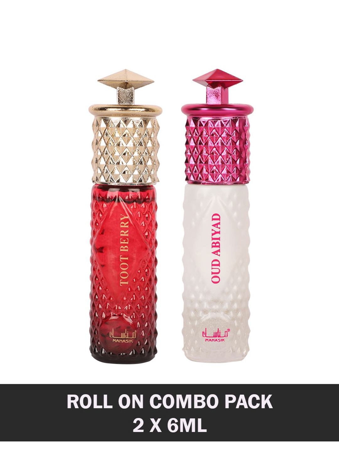 

MANASIK Set Of 2 Long Lasting Attars 6ml Each - Toot Berry & Oud Abiyad, Red