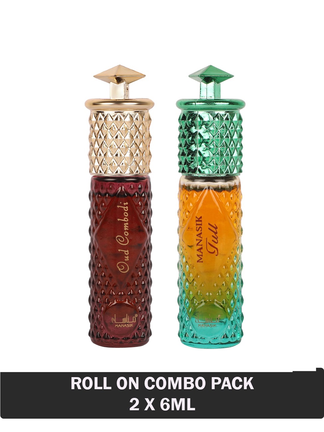 

MANASIK Set Of 2 Long Lasting Attars 6ml Each - Oud Combodi & Full, Brown