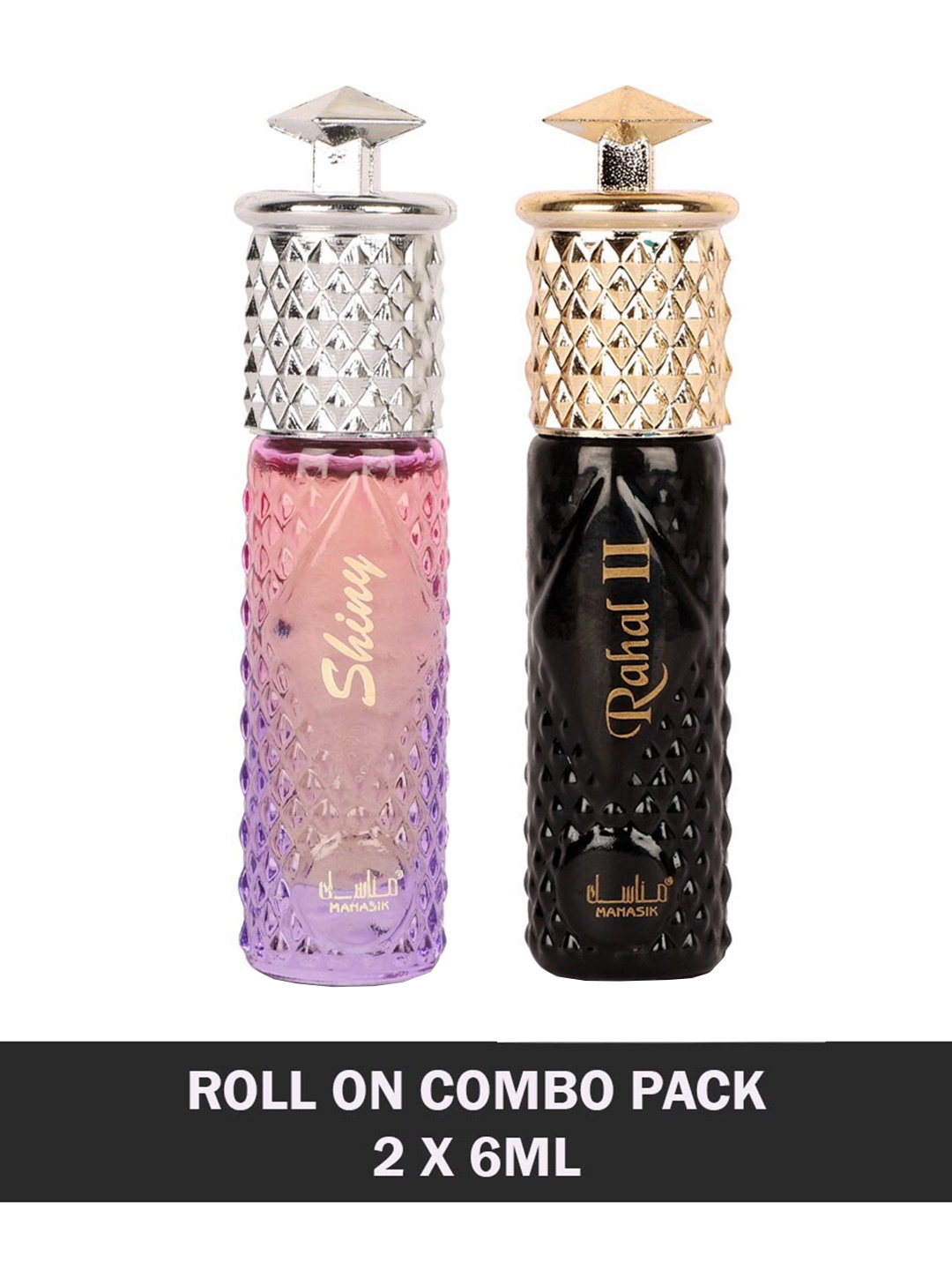 

MANASIK Set Of 2 Long Lasting Attars - 6 ml Each - Shiny Pink & Rahal II