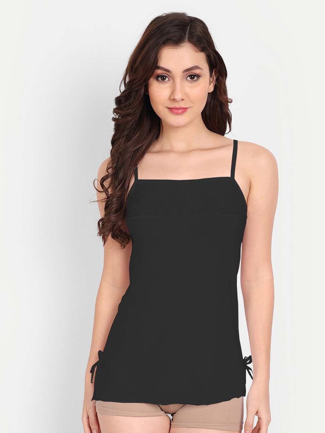 

FIMS Non Padded Satin Camisoles with Briefs- NEW_1012_Black_Babydoll