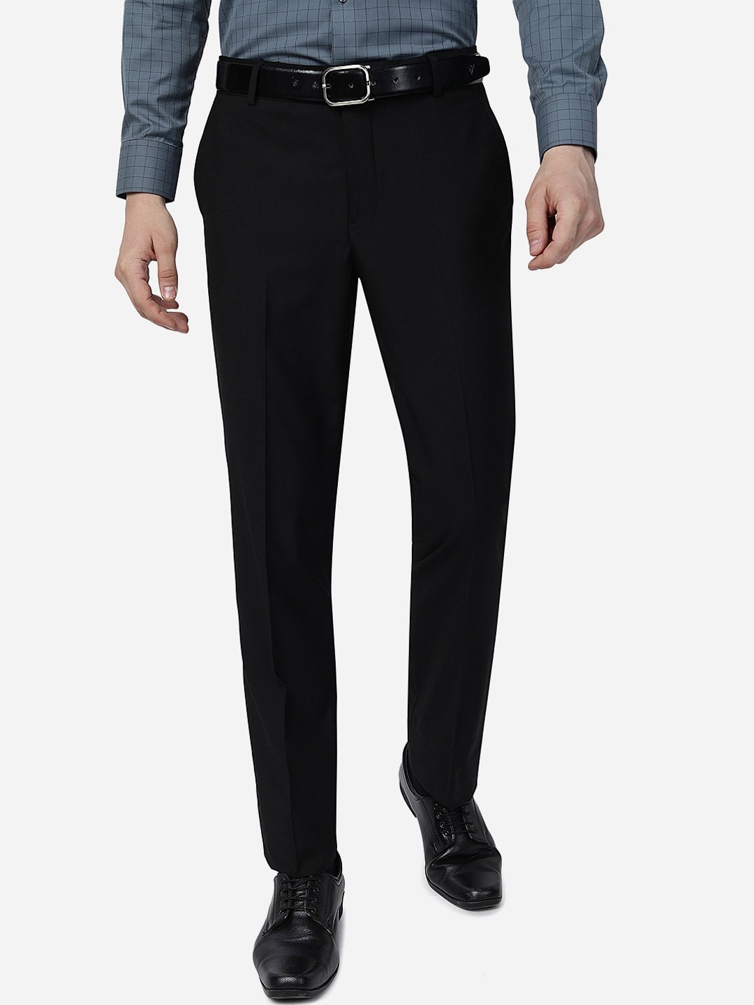 

Greenfibre Men Slim Fit Formal Trousers, Black