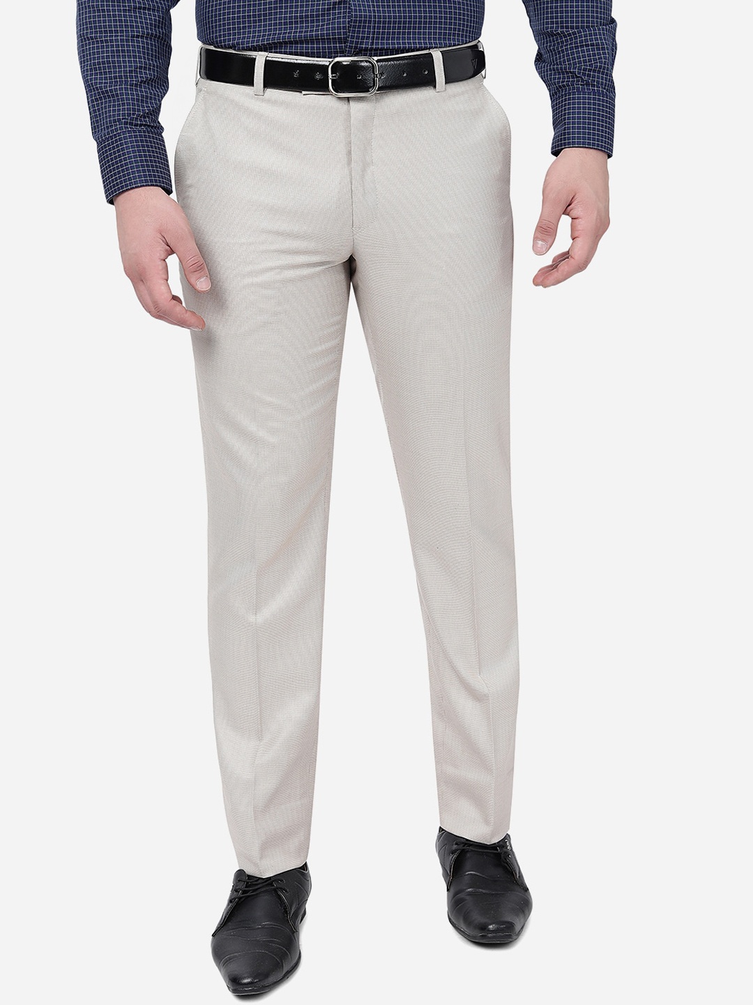 

Greenfibre Men Slim Fit Mid-Rise Formal Trousers, Beige