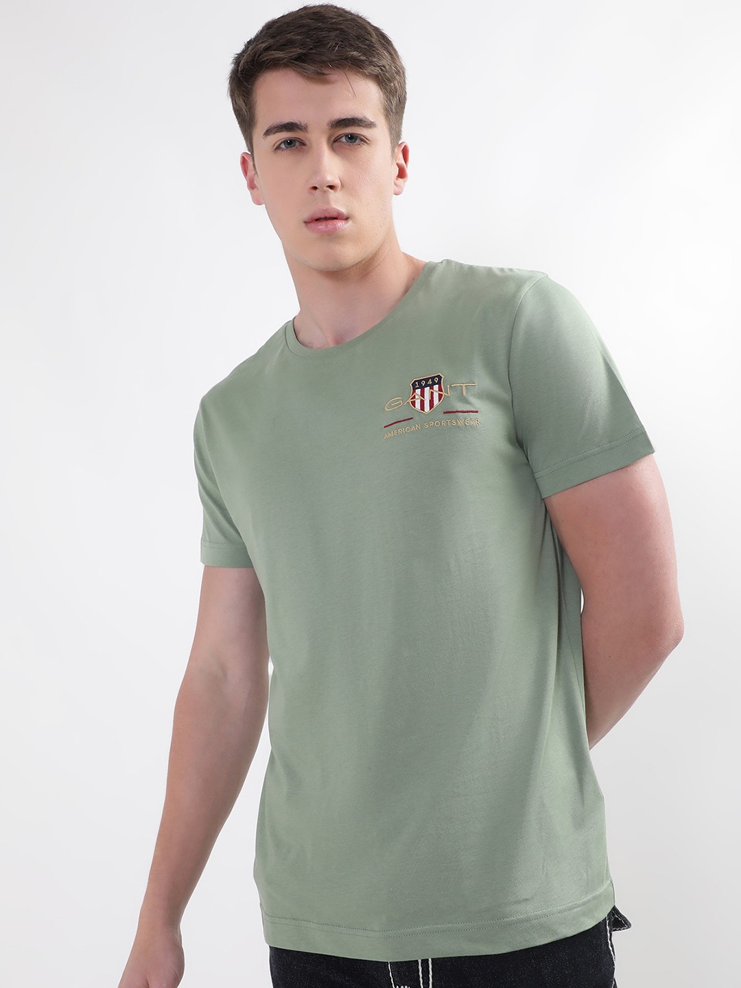

GANT Archive Shield Embroidered Round Neck Cotton T-shirt, Green