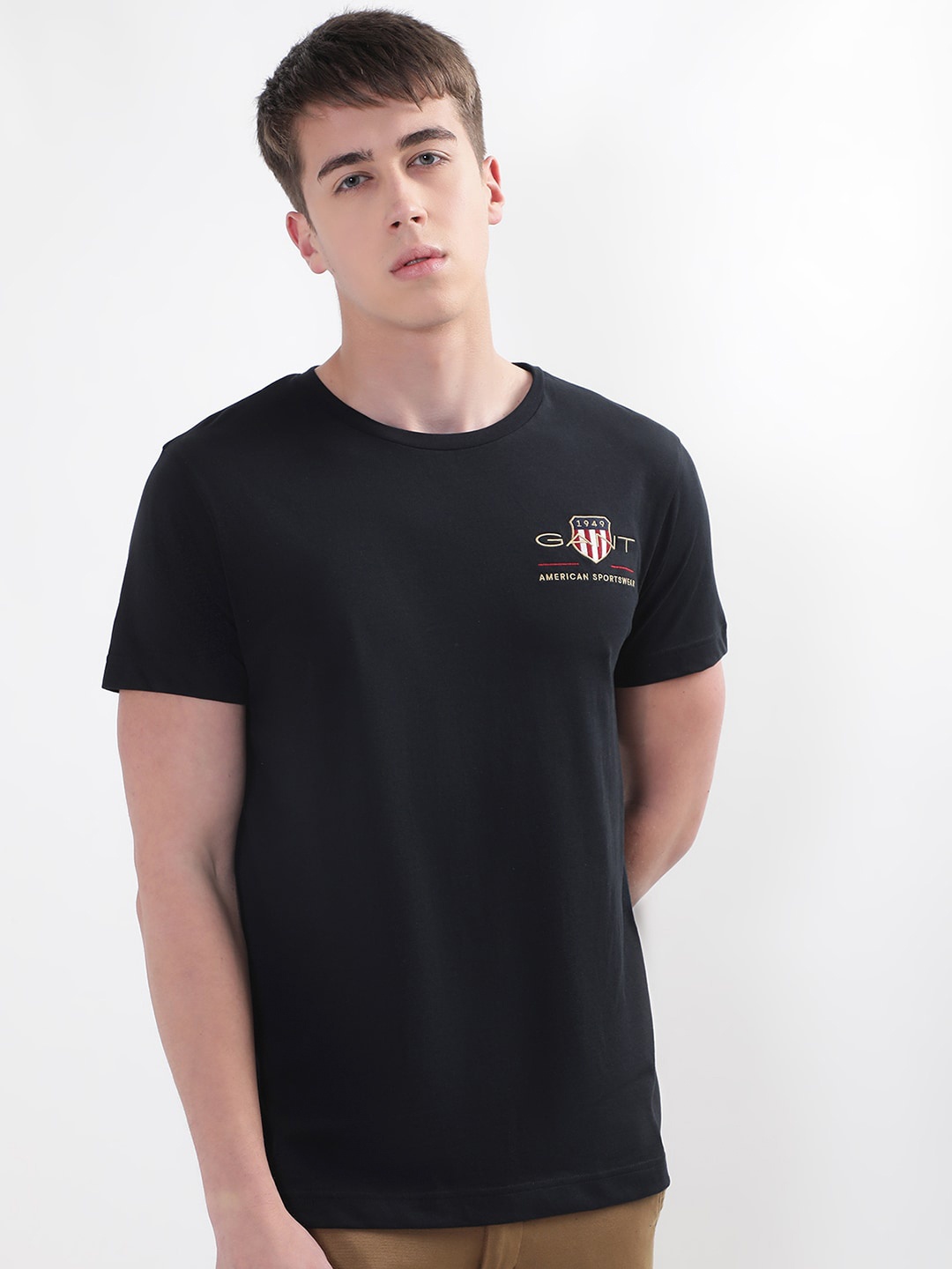 

GANT Archive Shield Embroidered Round Neck Cotton T-shirt, Black