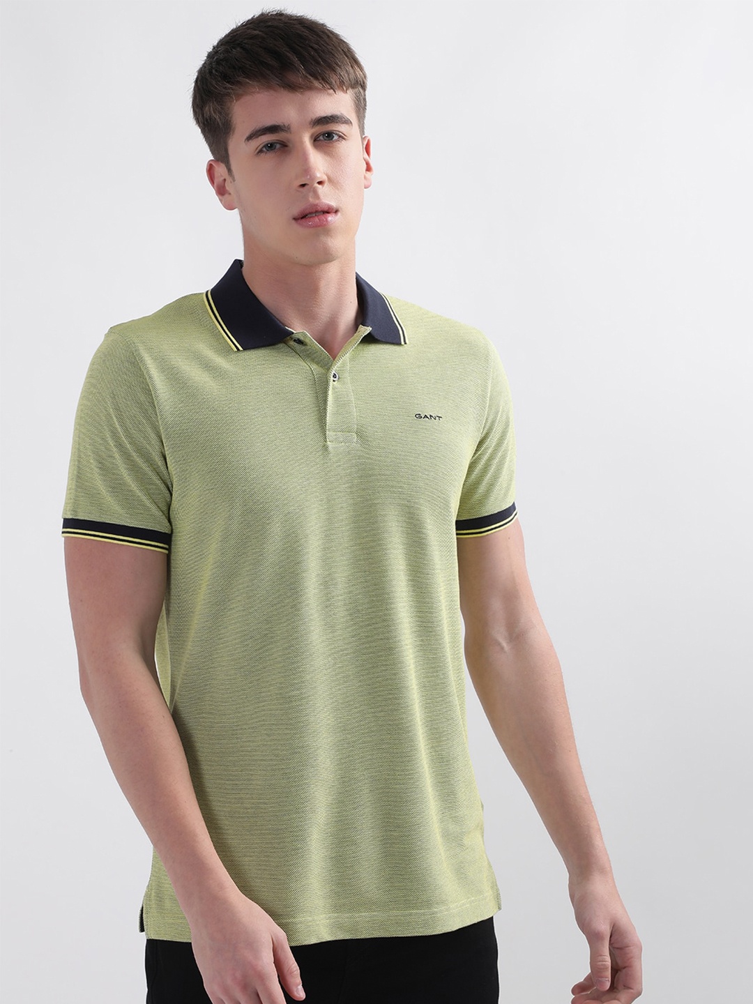 

GANT Oxford Pique Polo Collar Pure Cotton T-shirt, Yellow