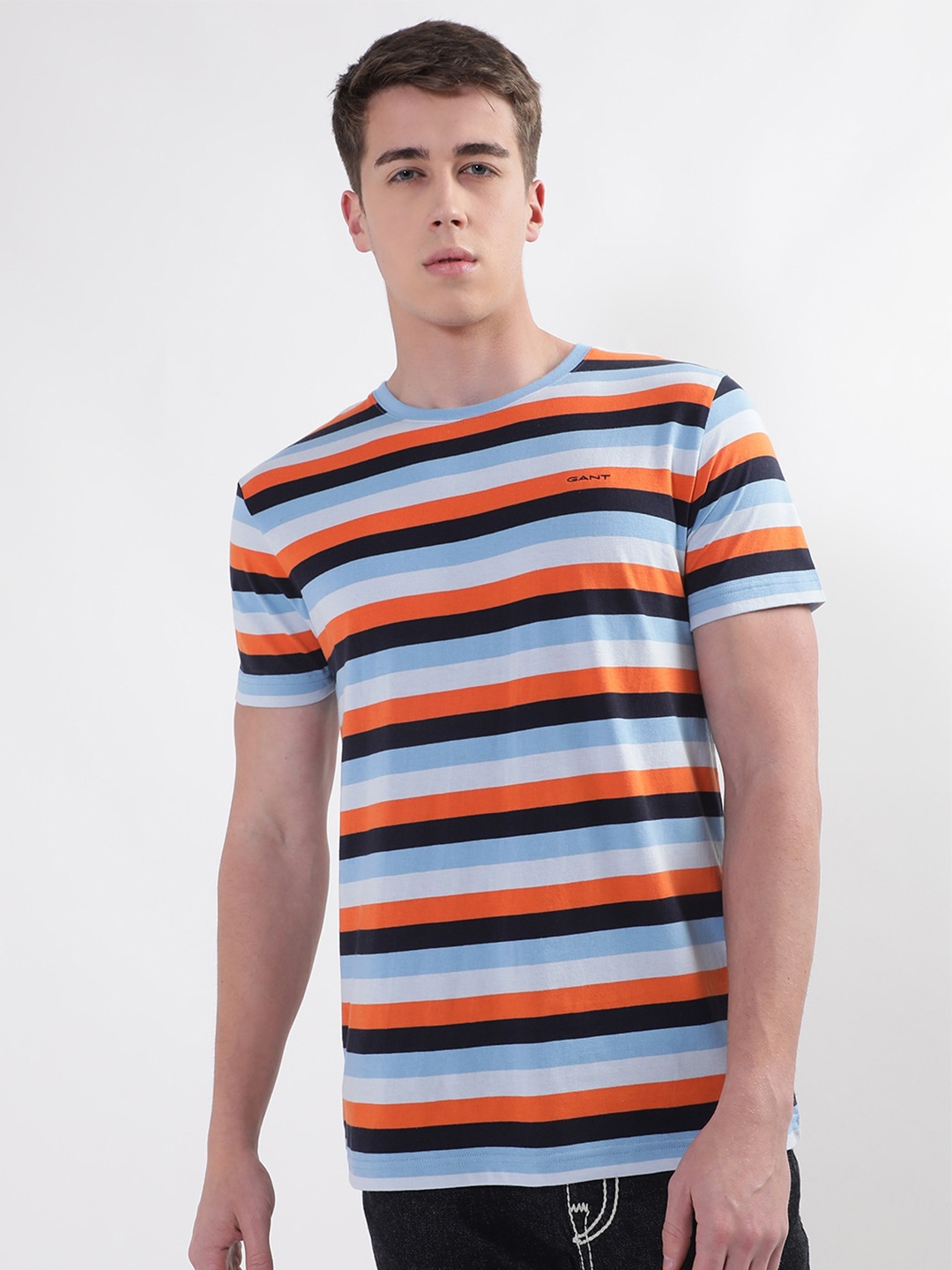 

GANT Striped Cotton T-shirt, Orange