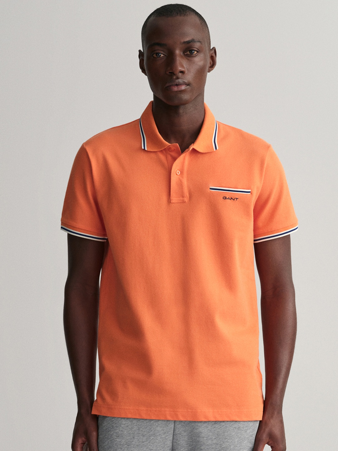 GANT Typography Printed Tipping Pique T-shirt, Orange