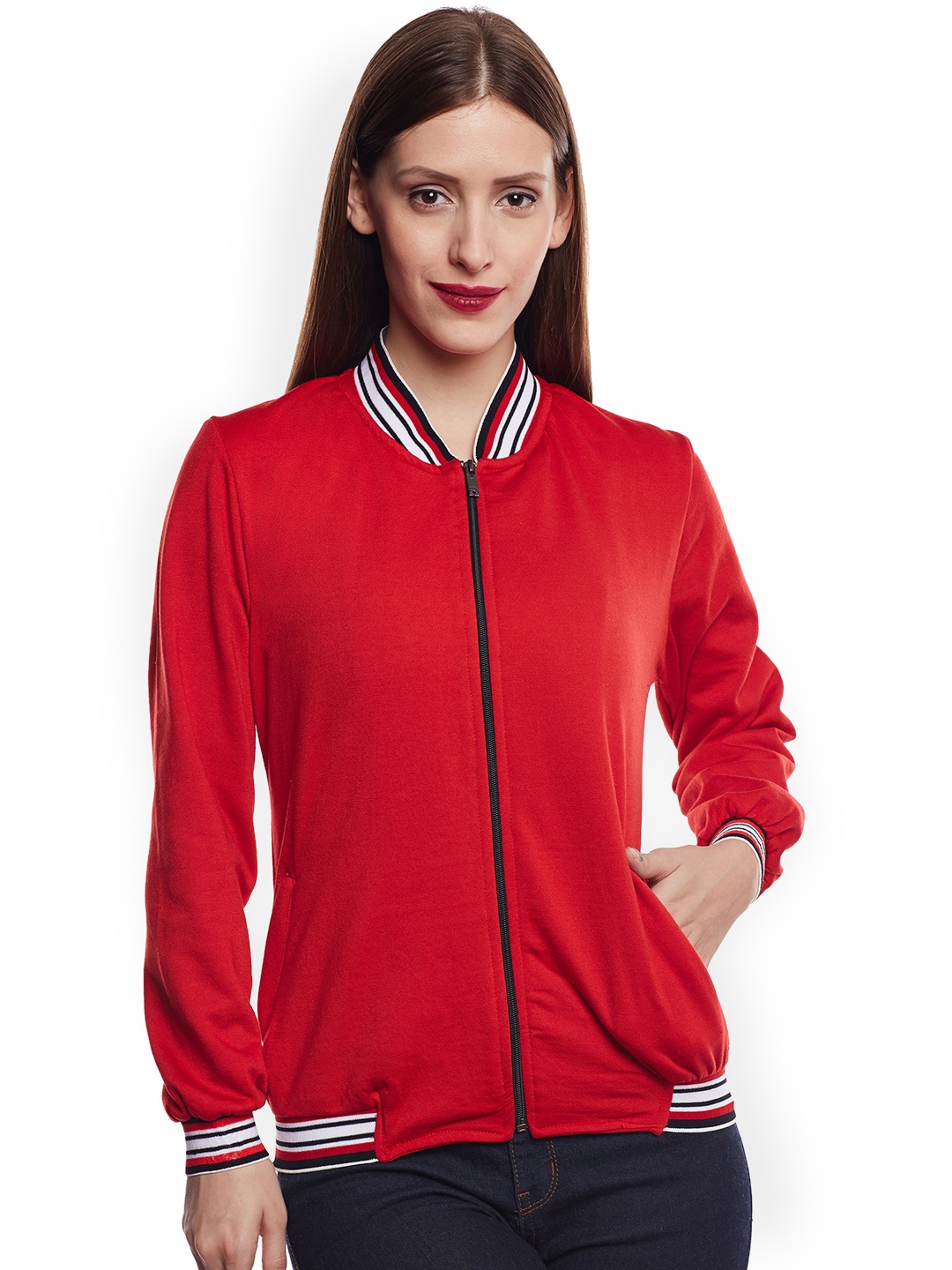 

Belle Fille Women Red Solid Lightweight Tailored Jacket