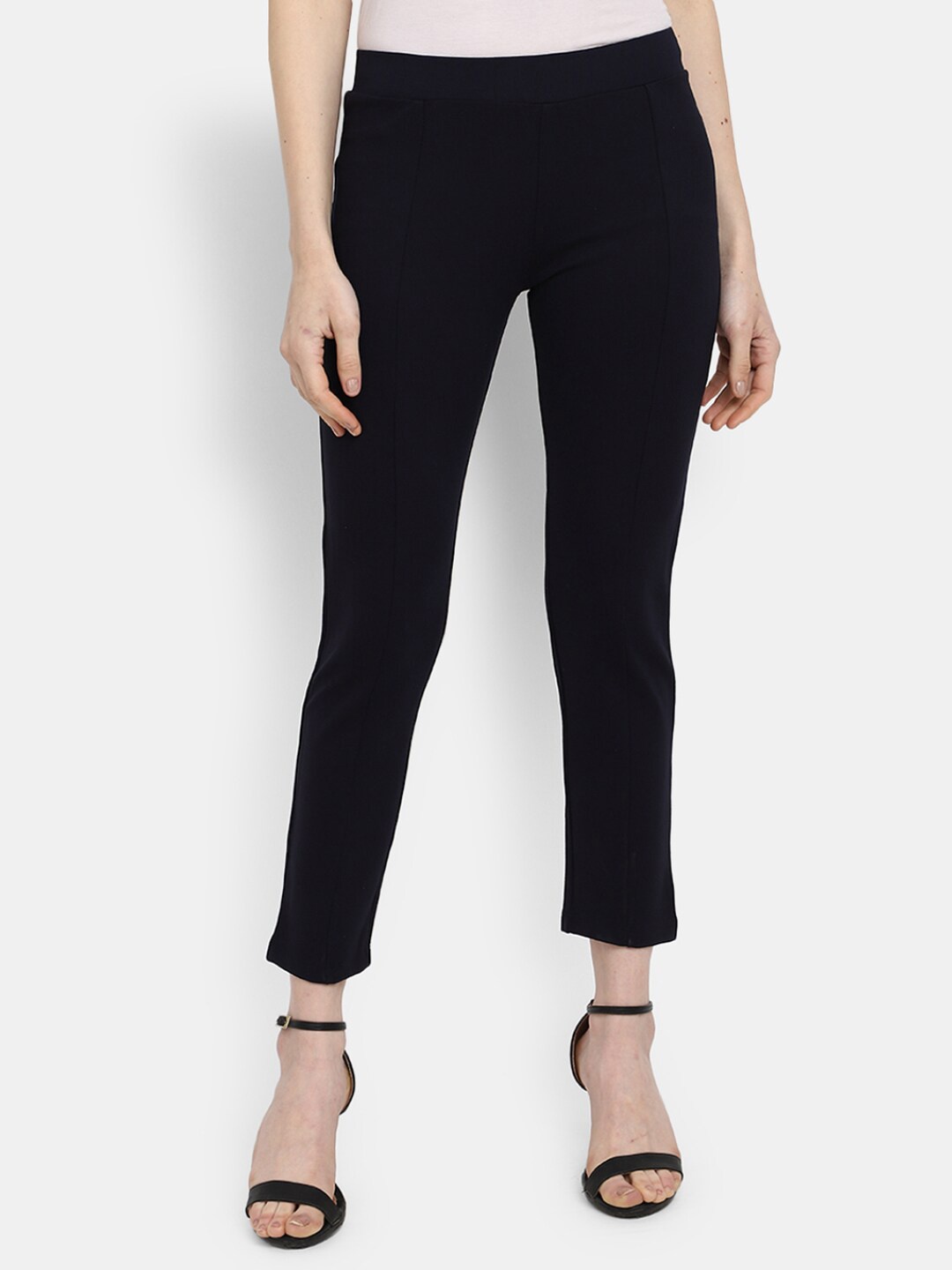 

V-Mart Women Mid-Rise Slim Fit Cotton Jeggings, Navy blue
