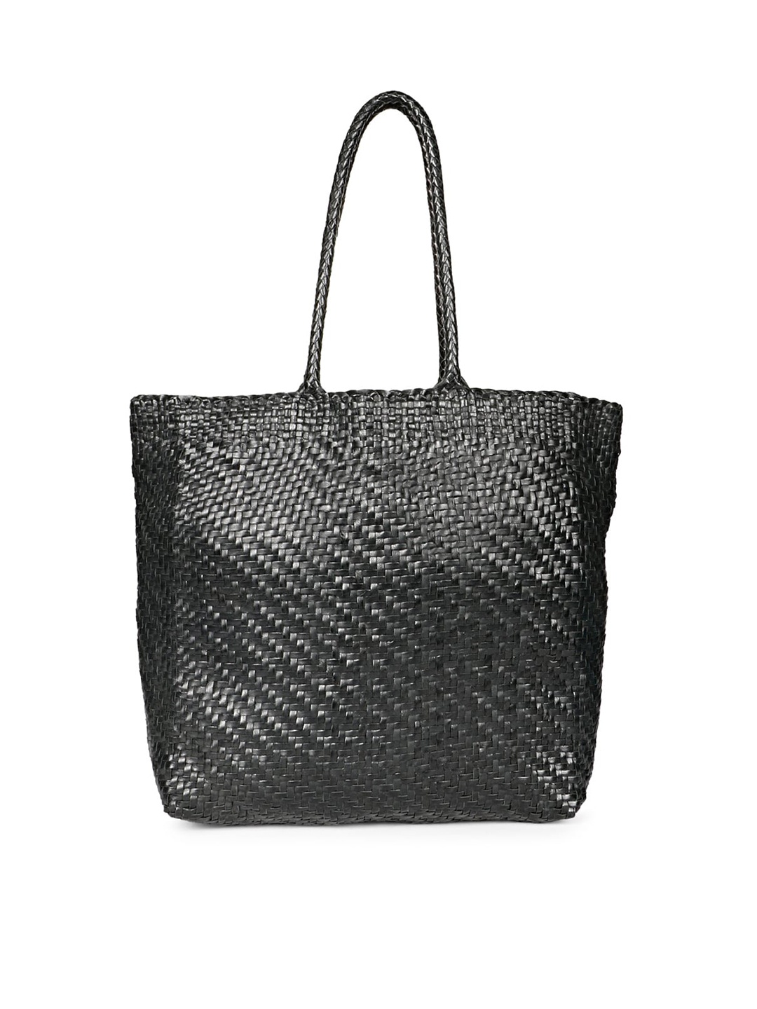 

Saint G Leather Oversized Shopper Tote Bag with Cut Work, Black
