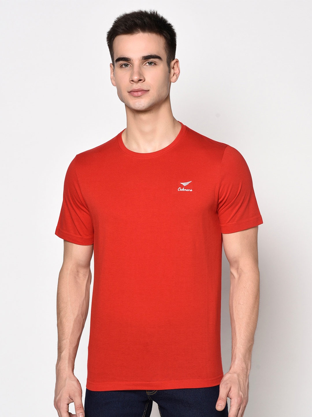 

Oakmans Round Neck Knitted Cotton T-Shirt, Red