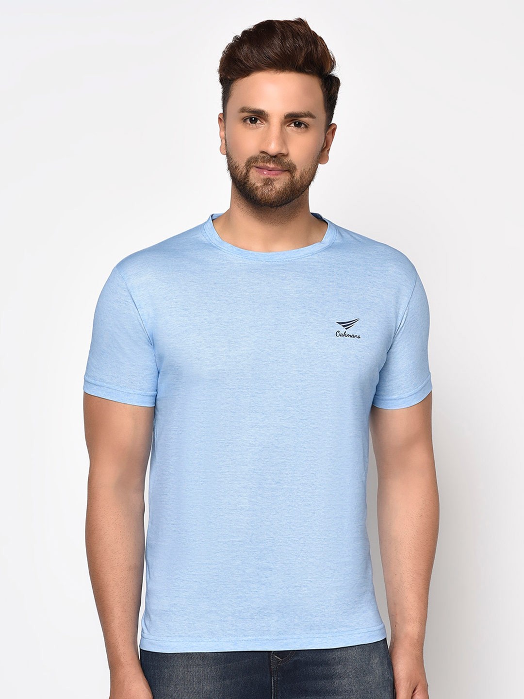

Oakmans Round Neck Short Sleeves Cotton T-shirt, Blue
