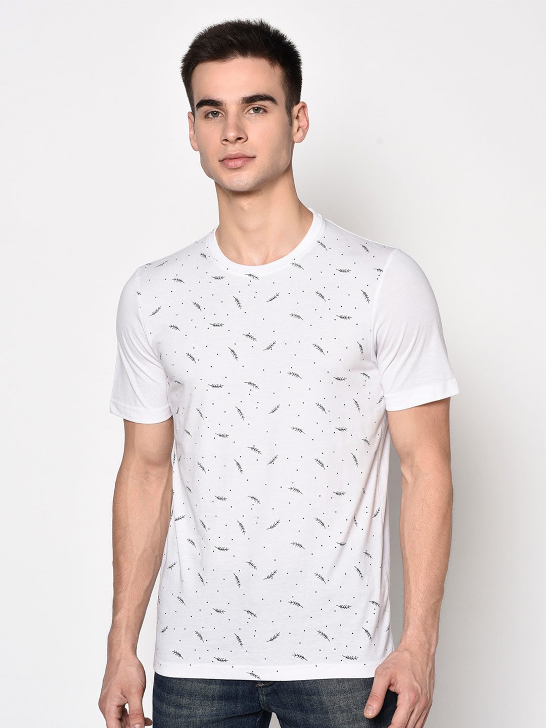 

Oakmans Conversational Printed Cotton Casual T-Shirt, White
